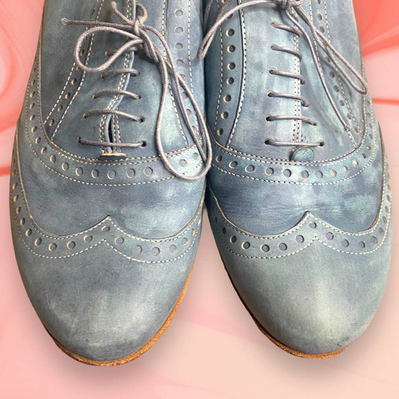 COPY - Hogl Light Wash Teal Leather Lace Oxford Dress Shoes Size 9 (Women's) - Picture 3 of 8